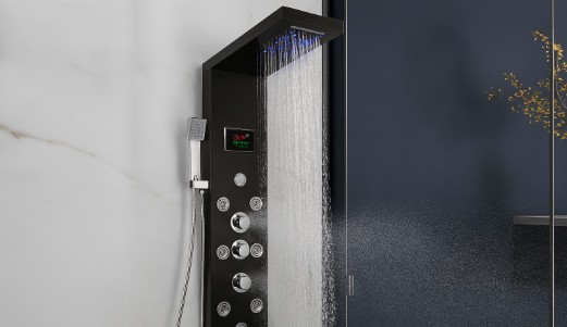 BathSelect shower panel with LED or digital temperature display